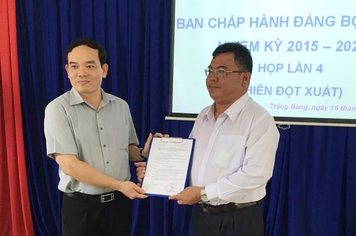 Luân chuyển, chỉ định Phó Chủ nhiệm Uỷ ban Kiểm tra Tỉnh ủy Trương Nhật Quang giữ chức Bí thư Huyện ủy Trảng Bàng