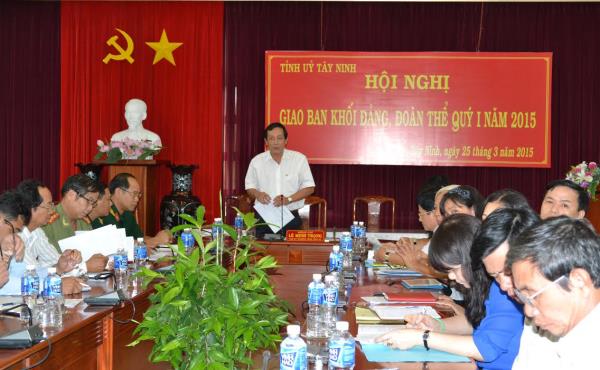 Tỉnh ủy Tây Ninh: Giao ban quý I năm 2015
